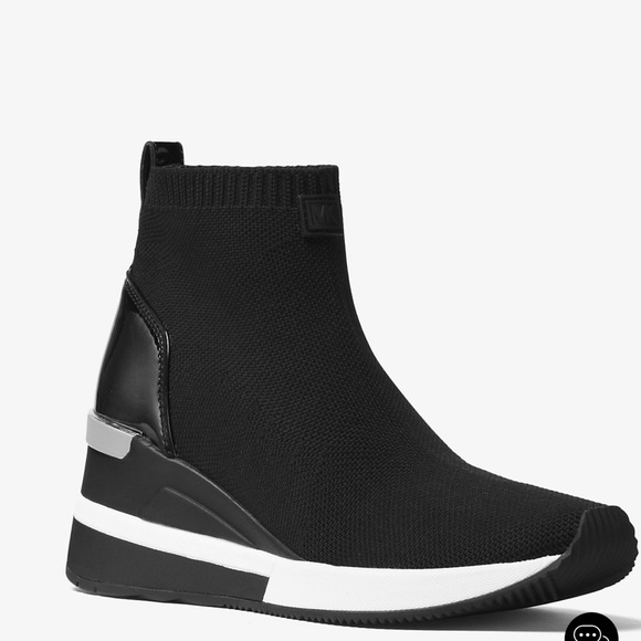 Michael Kors Black Skyler Stretch Knit Sock High Top Bootie Sneakers Size 6.5! - Picture 1 of 12